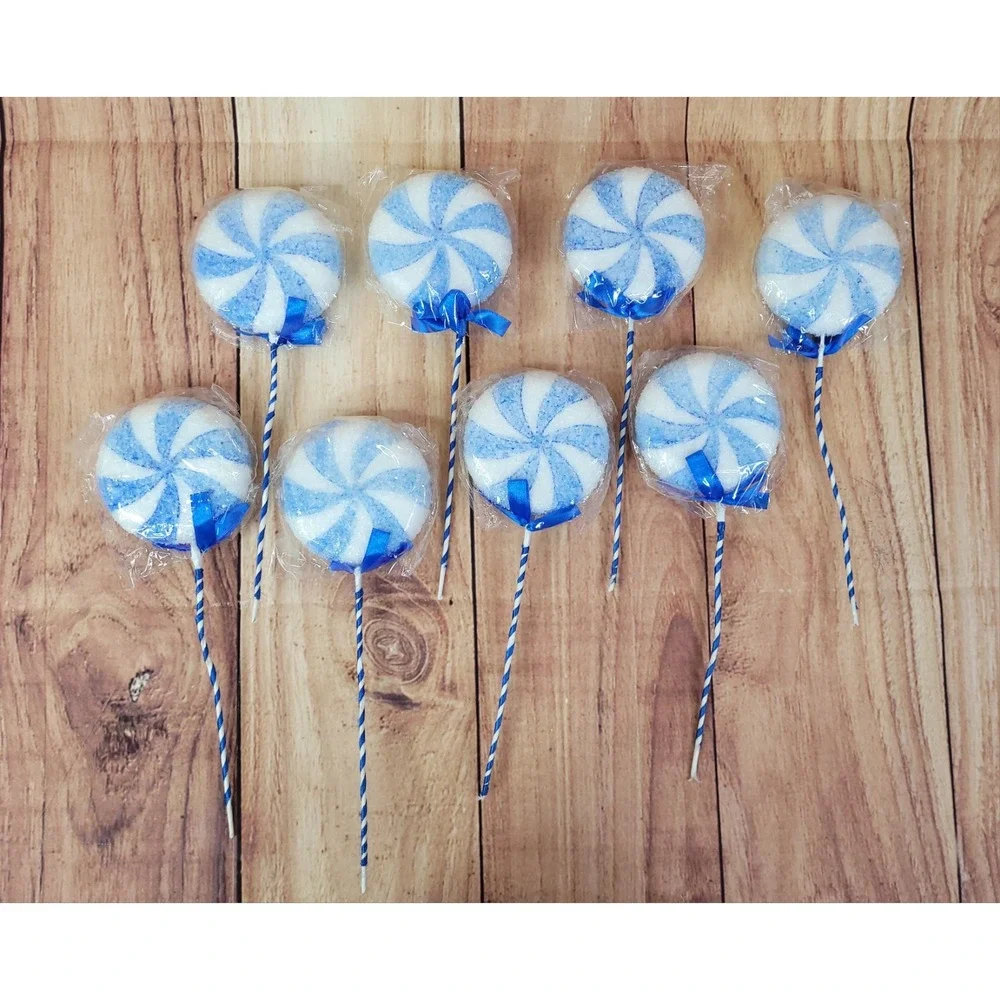 8 Artificial Sugared Lollipops Christmas Candy Decorations Ornaments SEE DETAILS